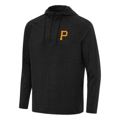Pittsburgh Pirates Antigua Spikes Quarter-Zip Pullover Hoodie - Heather Black Hoodies