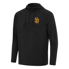 San Diego Padres Antigua Spikes Quarter-Zip Pullover Hoodie - Heather Black Hoodies