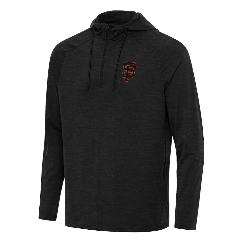 San Francisco Giants Antigua Spikes Quarter-Zip Pullover Hoodie - Heather Black Hoodies