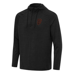 San Francisco Giants Antigua Spikes Quarter-Zip Pullover Hoodie - Heather Black Hoodies