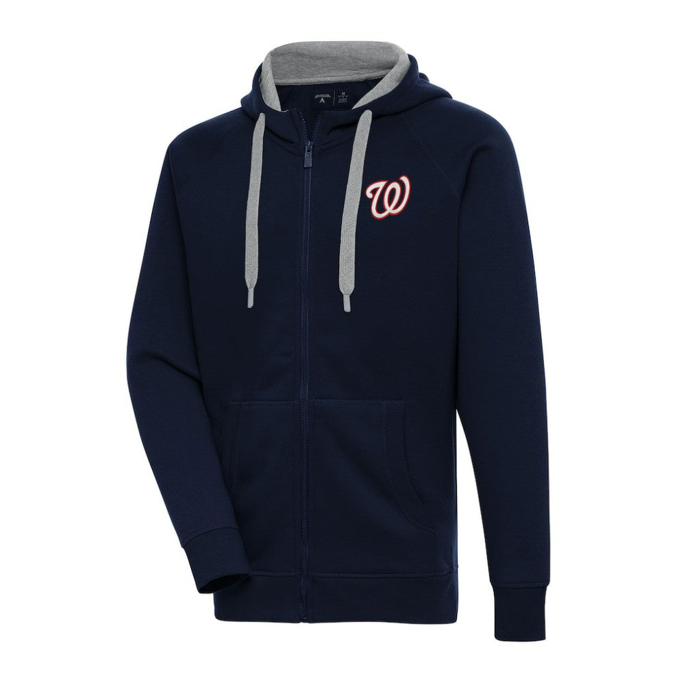 Washington Nationals Antigua Big & Tall Victory Full-Zip Hoodie Jacket - Navy Jackets