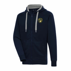 Milwaukee Brewers Antigua Big & Tall Victory Full-Zip Hoodie Jacket - Navy Jackets