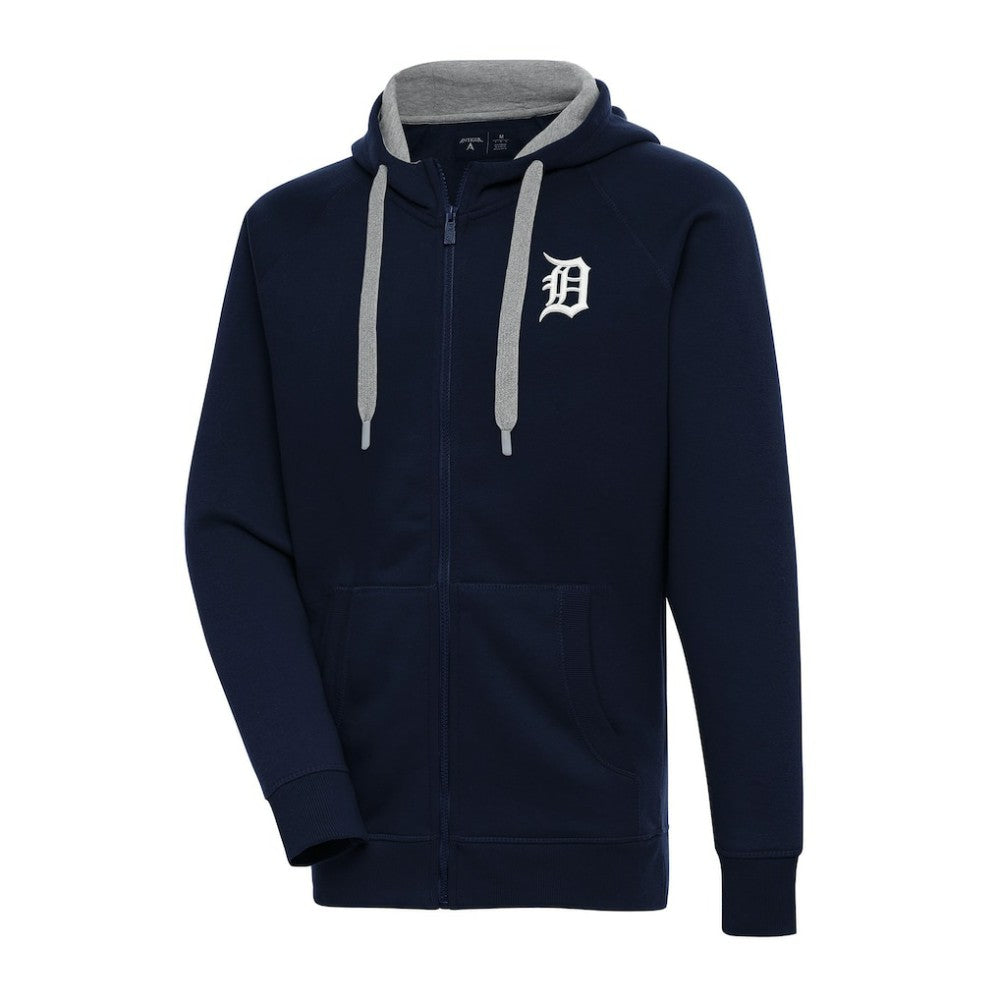 Detroit Tigers Antigua Big & Tall Victory Full-Zip Hoodie Jacket - Navy Jackets