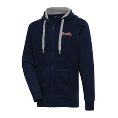 Atlanta Braves Antigua Big & Tall Victory Full-Zip Hoodie Jacket - Navy Jackets