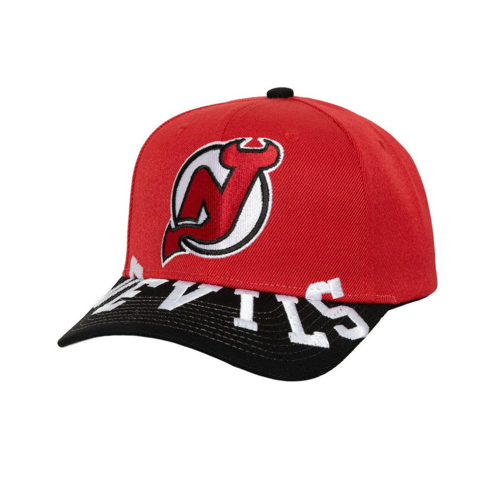 NHL New Jersey Devils Mitchell & Ness Underarch Two-Tone Pro Crown Snapback Hat - Red/Black