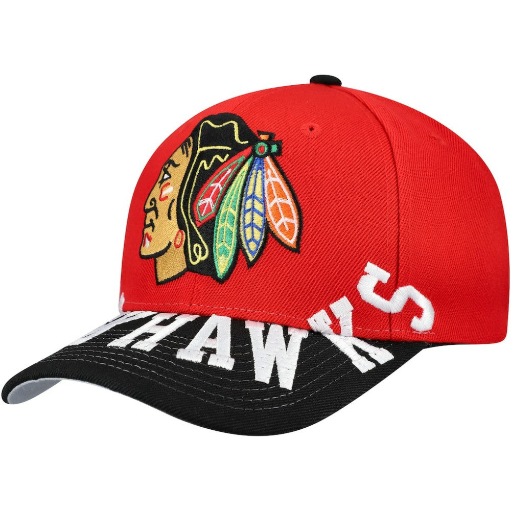 NHL Chicago Blackhawks Mitchell & Ness Underarch Two-Tone Pro Crown Snapback Hat - Red/Black