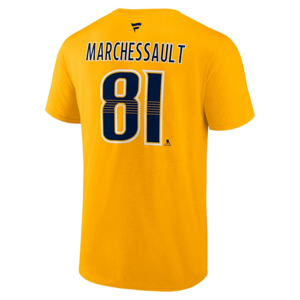 NHL Jonathan Marchessault Nashville Predators Fanatics Authentic Stack Name & Number T-Shirt - Gold