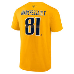 NHL Jonathan Marchessault Nashville Predators Fanatics Authentic Stack Name & Number T-Shirt - Gold