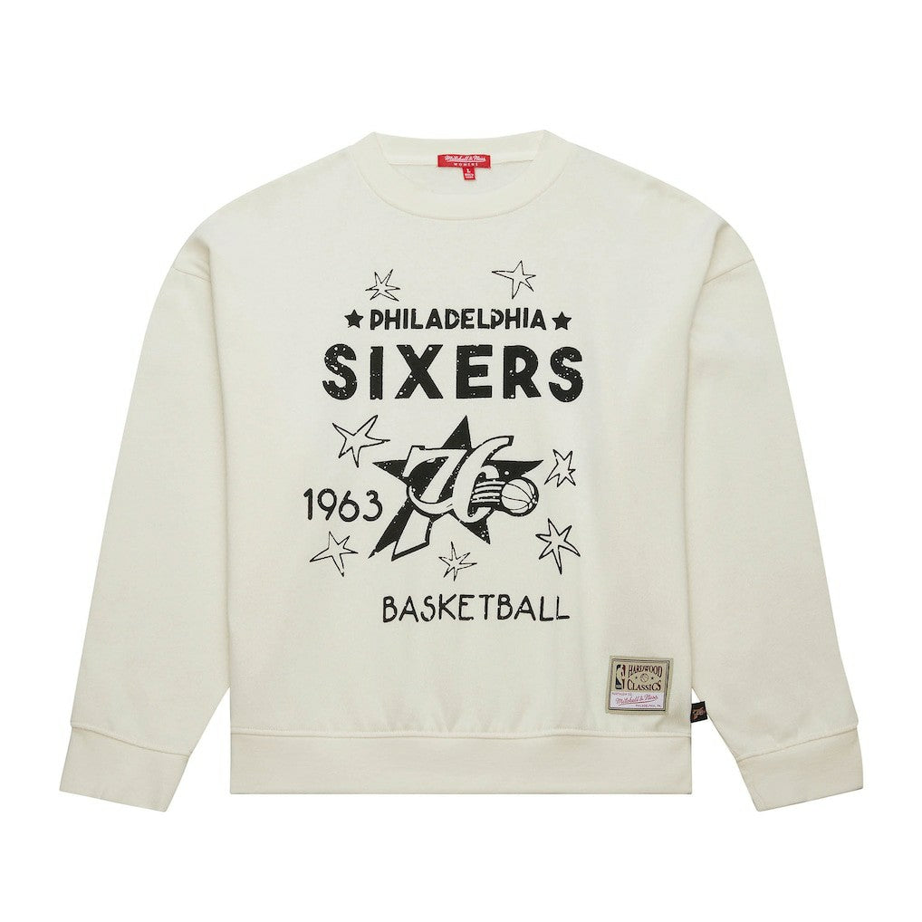 Philadelphia 76ers Women's Hardwood Classics Pullover Sweatshirt Cream