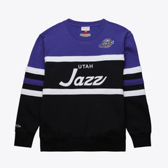 Utah Jazz Hardwood Classics Vintage Logo Head Coach Pullover Sweatshirt Black/Purple