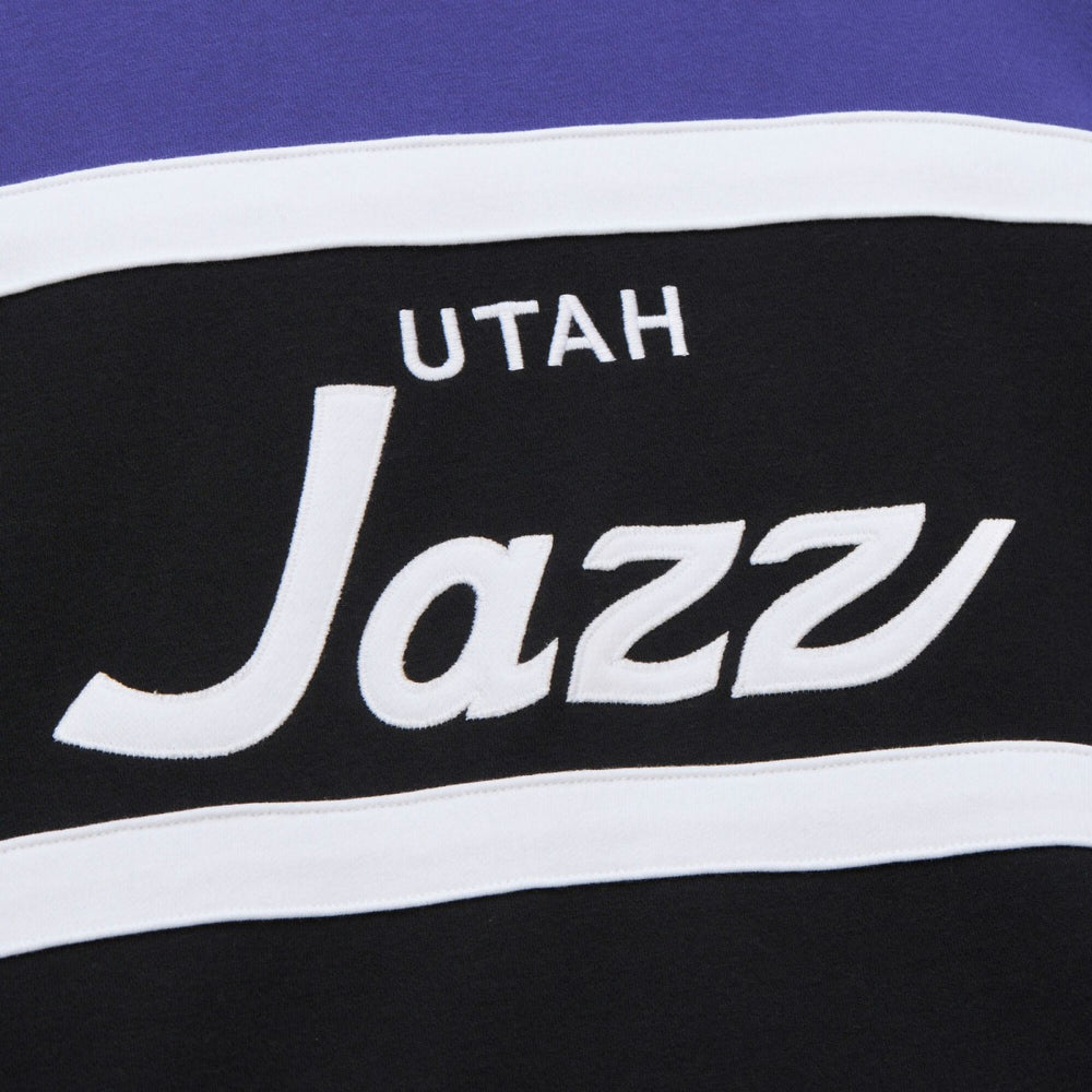 Utah Jazz Hardwood Classics Vintage Logo Head Coach Pullover Sweatshirt Black/Purple