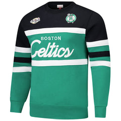 Boston Celtics Hardwood Classics Vintage Logo Head Coach Pullover Sweatshirt Kelly Green/Black