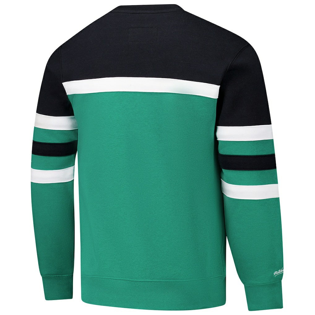 Boston Celtics Hardwood Classics Vintage Logo Head Coach Pullover Sweatshirt Kelly Green/Black
