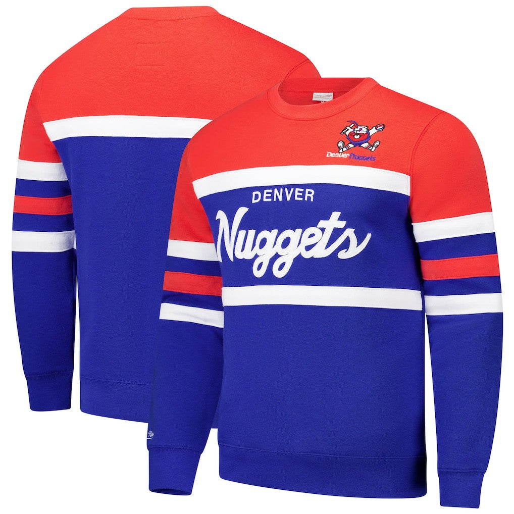 Denver Nuggets Hardwood Classics Vintage Logo Head Coach Pullover Sweatshirt Royal/Red