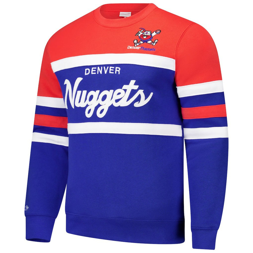 Denver Nuggets Hardwood Classics Vintage Logo Head Coach Pullover Sweatshirt Royal/Red