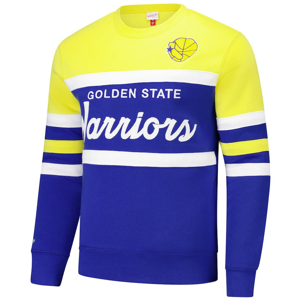 Golden State Warriors Hardwood Classics Vintage Logo Head Coach Pullover Sweatshirt Royal/Gold