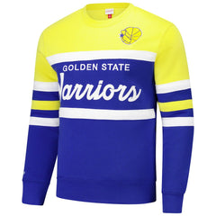 Golden State Warriors Hardwood Classics Vintage Logo Head Coach Pullover Sweatshirt Royal/Gold