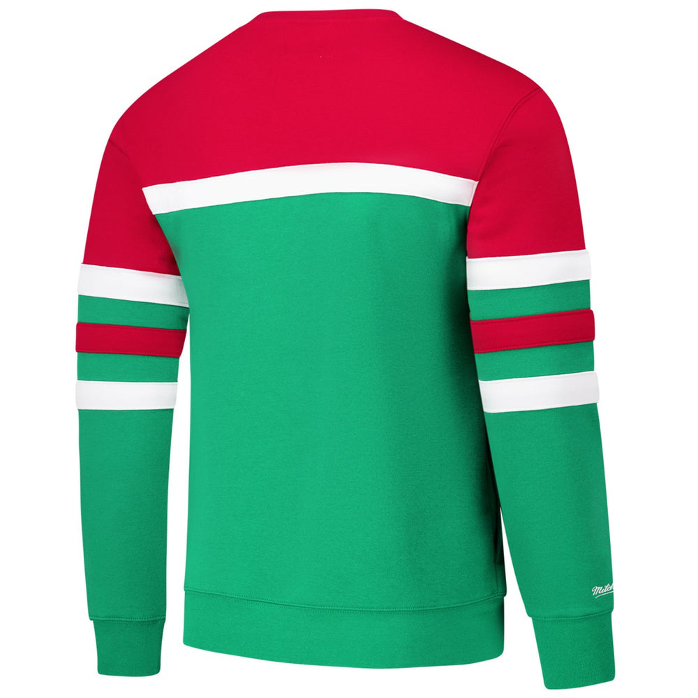 Milwaukee Bucks Hardwood Classics Vintage Logo Head Coach Pullover Sweatshirt Green/Red