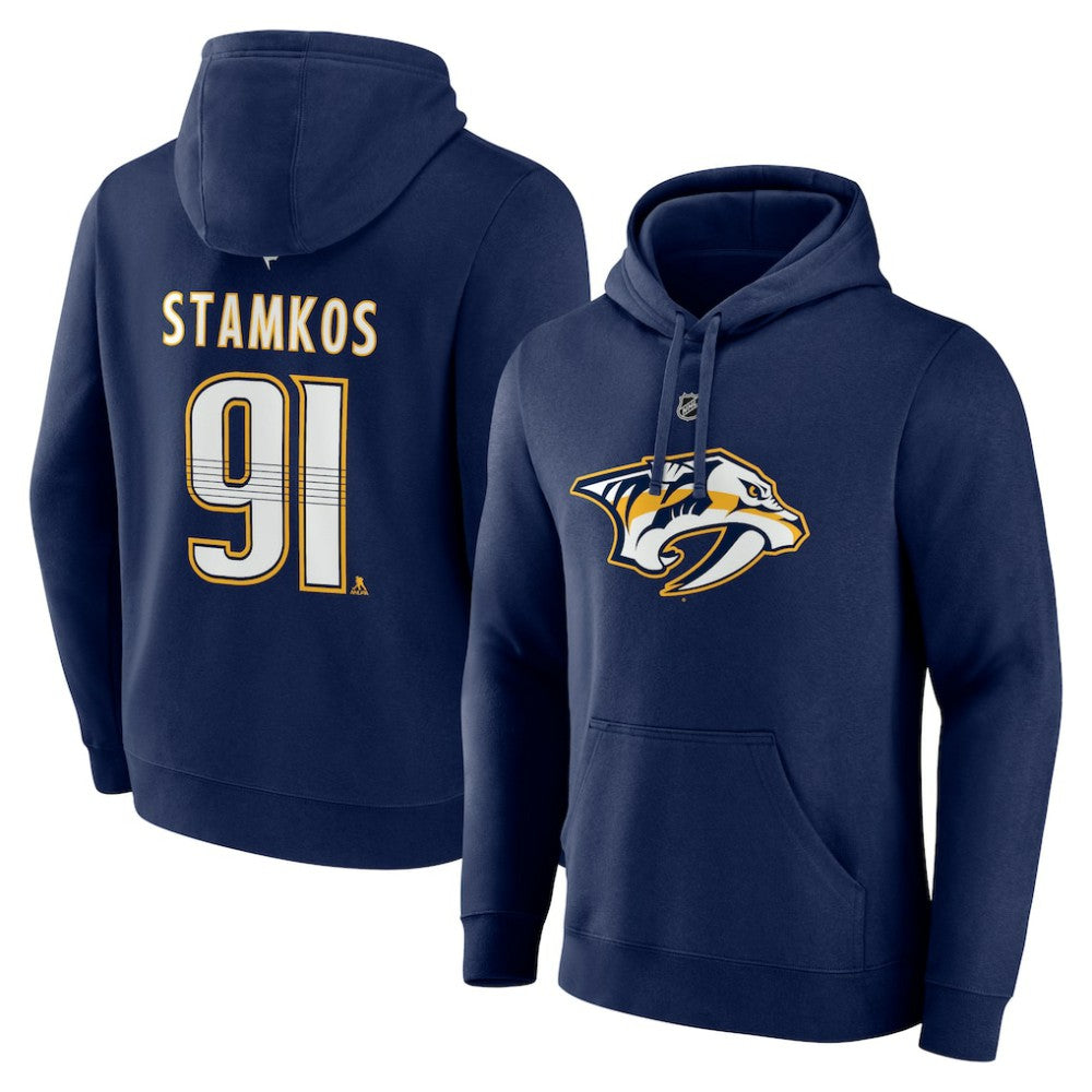 NHL Steven Stamkos Nashville Predators Fanatics Authentic Stack Name & Number Tri-Blend Pullover Hoodie - Navy