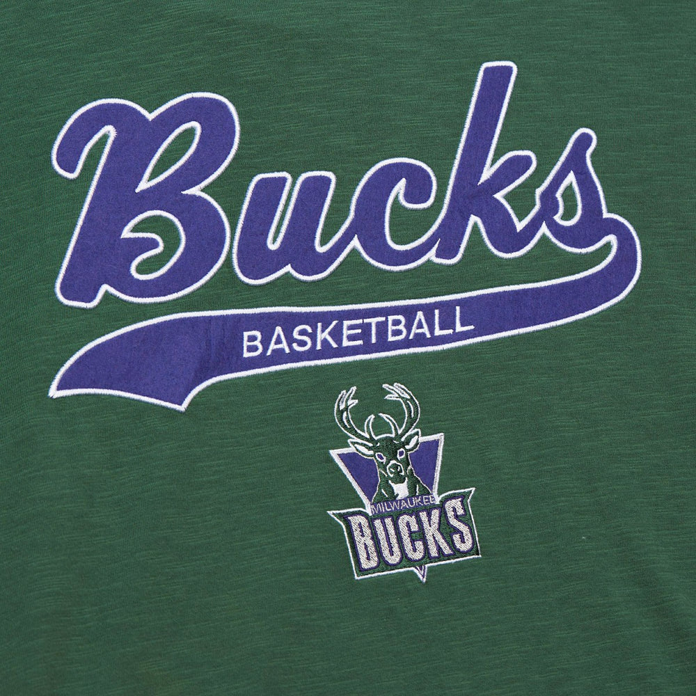 Milwaukee Bucks Hardwood Classics Felt Applique Slub T-Shirt Green