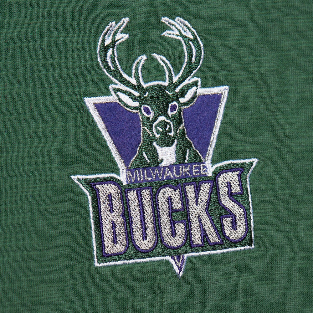 Milwaukee Bucks Hardwood Classics Felt Applique Slub T-Shirt Green