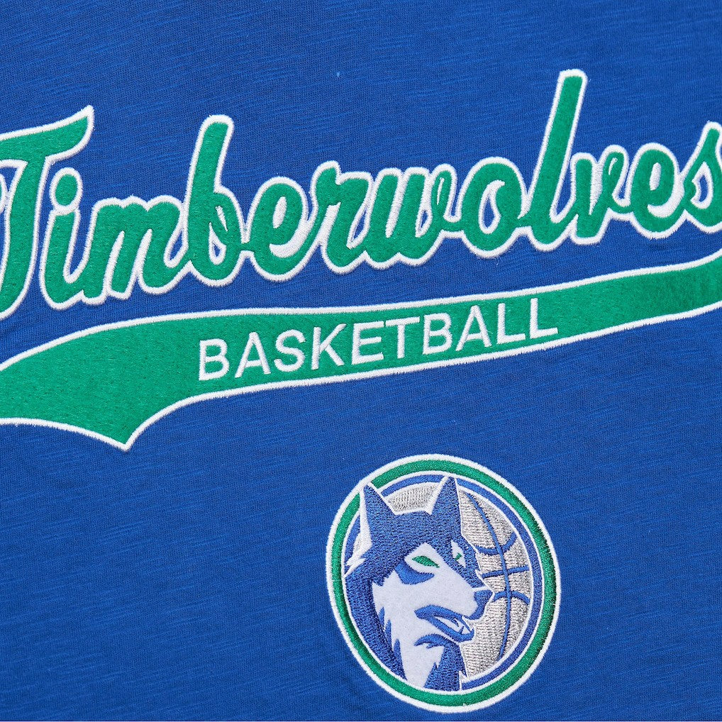 Minnesota Timberwolves Hardwood Classics Felt Applique Slub T-Shirt Blue