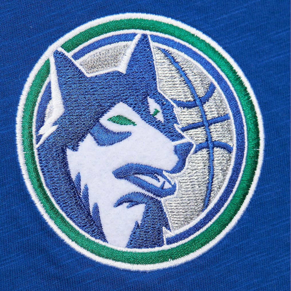 Minnesota Timberwolves Hardwood Classics Felt Applique Slub T-Shirt Blue