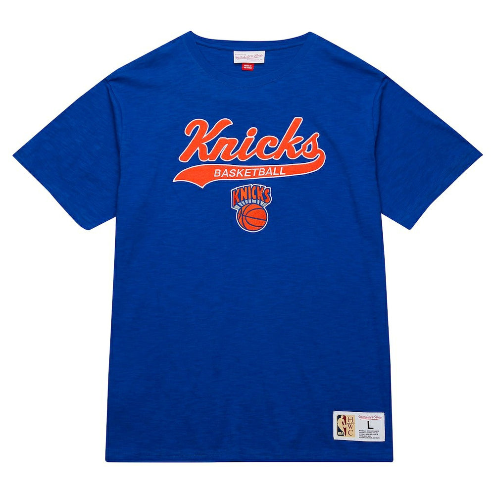 New York Knicks Hardwood Classics Felt Applique Slub T-Shirt Blue