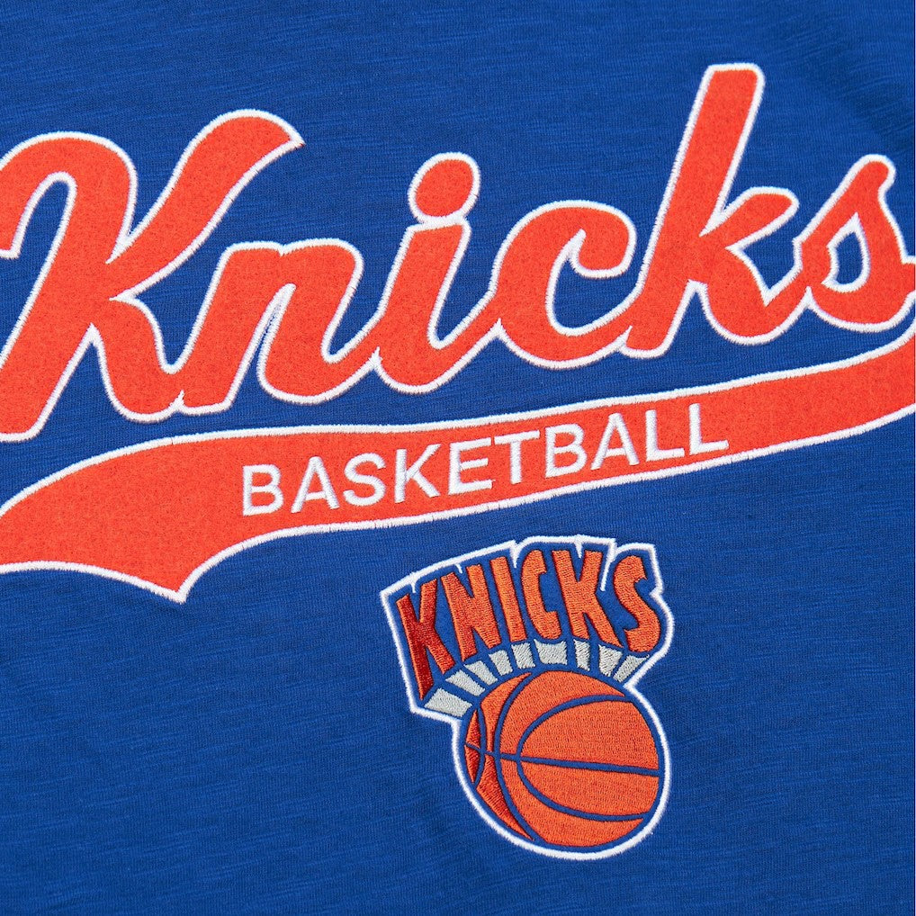 New York Knicks Hardwood Classics Felt Applique Slub T-Shirt Blue
