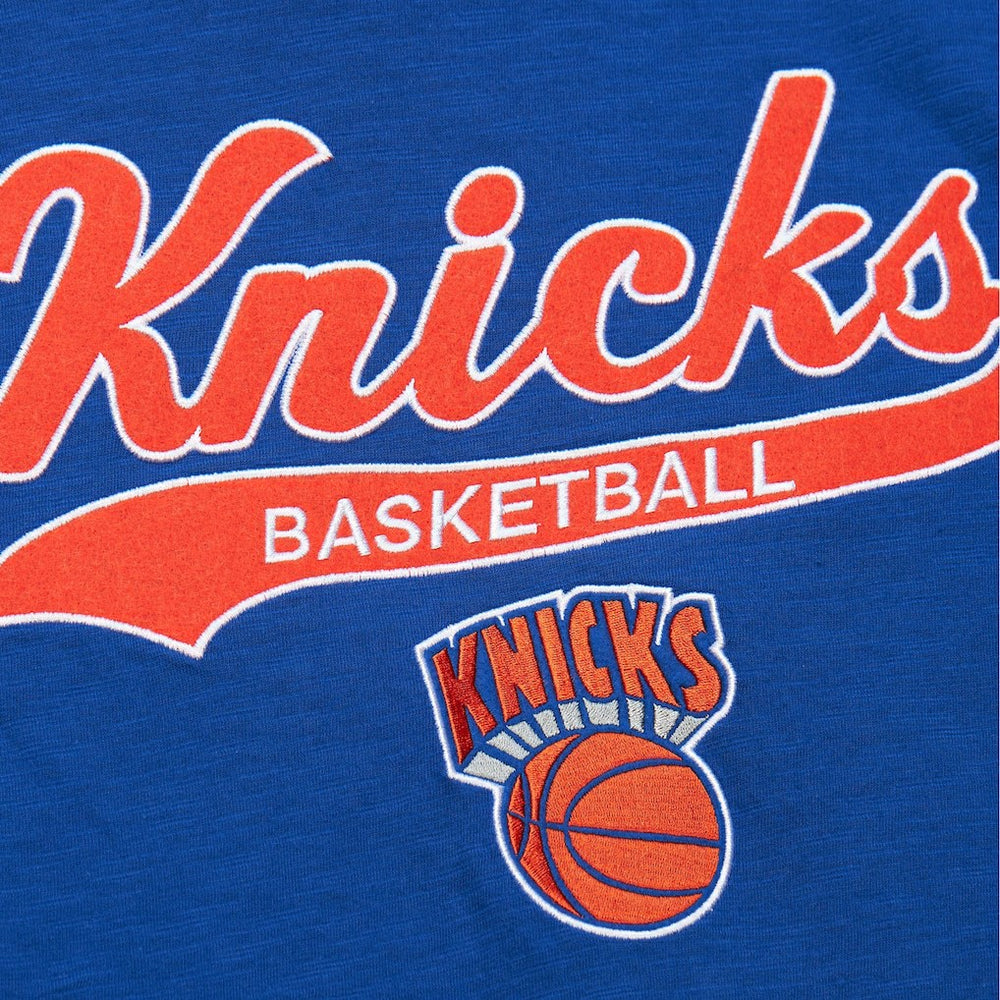 New York Knicks Hardwood Classics Felt Applique Slub T-Shirt Blue