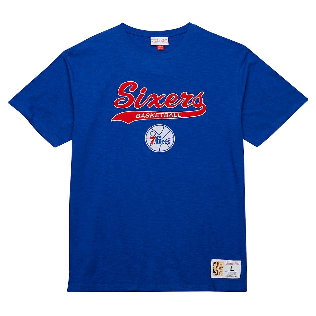 Philadelphia 76ers Hardwood Classics Felt Applique Slub T-Shirt Royal