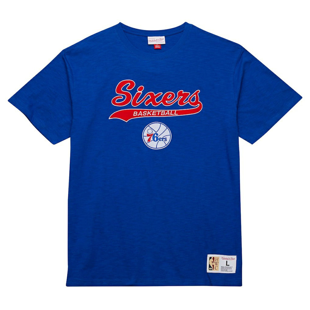 Philadelphia 76ers Hardwood Classics Felt Applique Slub T-Shirt Royal