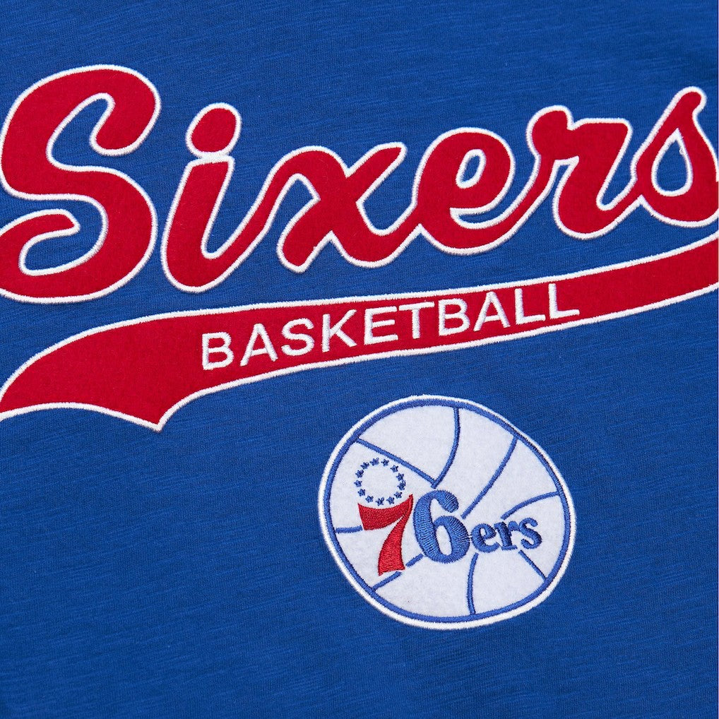 Philadelphia 76ers Hardwood Classics Felt Applique Slub T-Shirt Royal