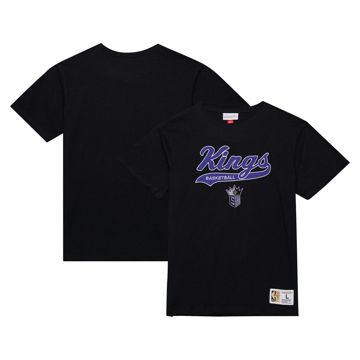 Sacramento Kings Hardwood Classics Felt Applique Slub T-Shirt Black