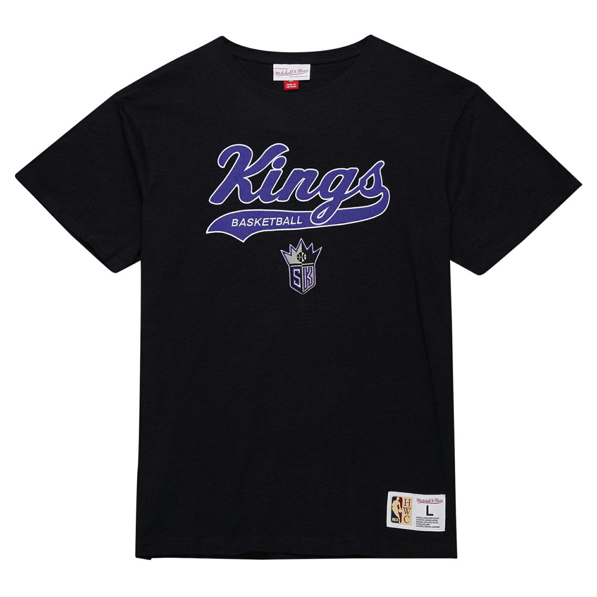 Sacramento Kings Hardwood Classics Felt Applique Slub T-Shirt Black