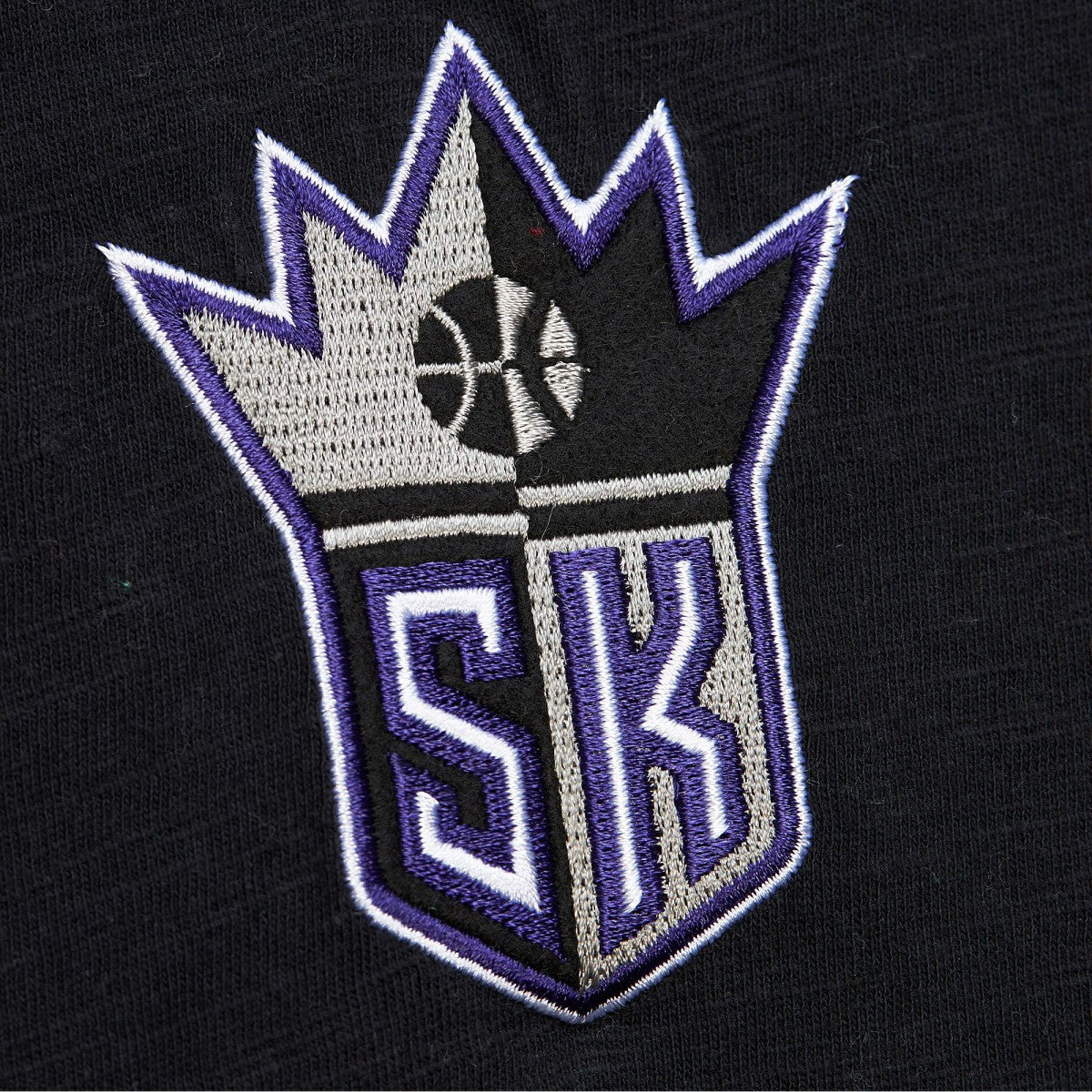 Sacramento Kings Hardwood Classics Felt Applique Slub T-Shirt Black