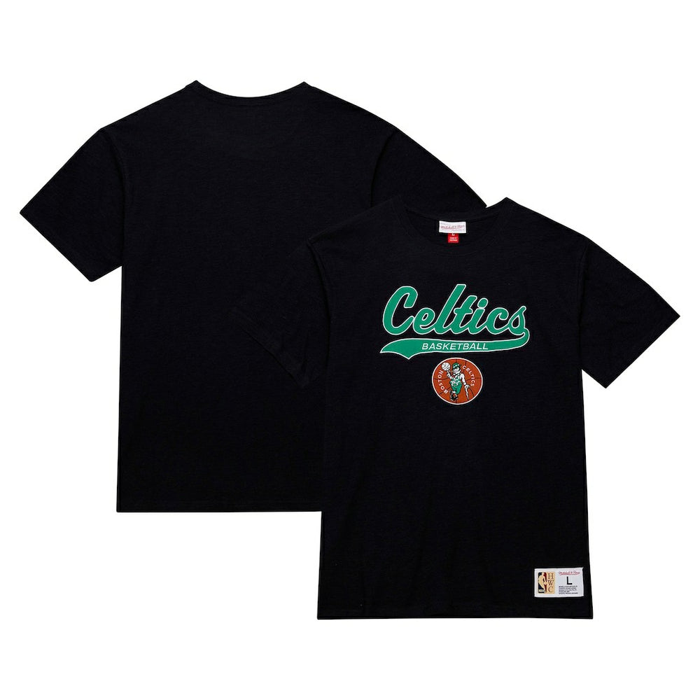 Boston Celtics Hardwood Classics Felt Applique Slub T-Shirt Black