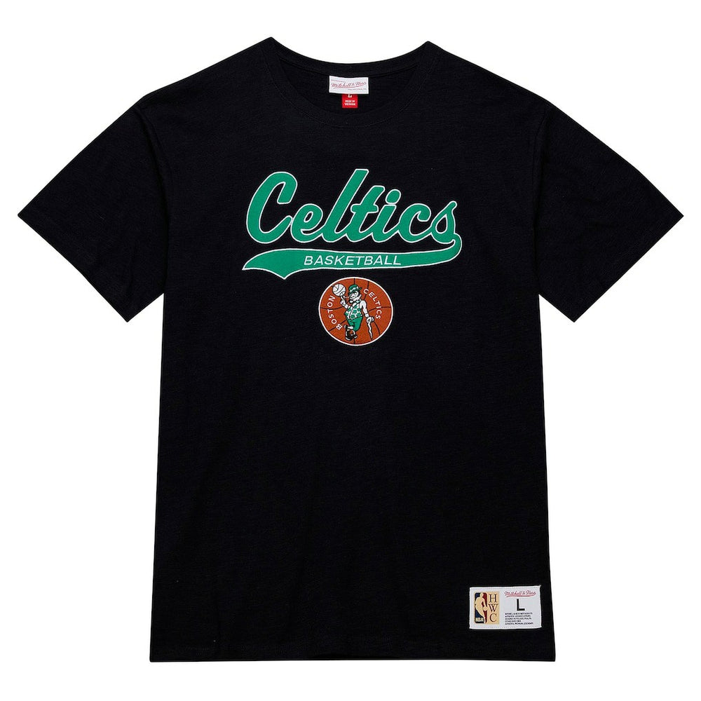 Boston Celtics Hardwood Classics Felt Applique Slub T-Shirt Black
