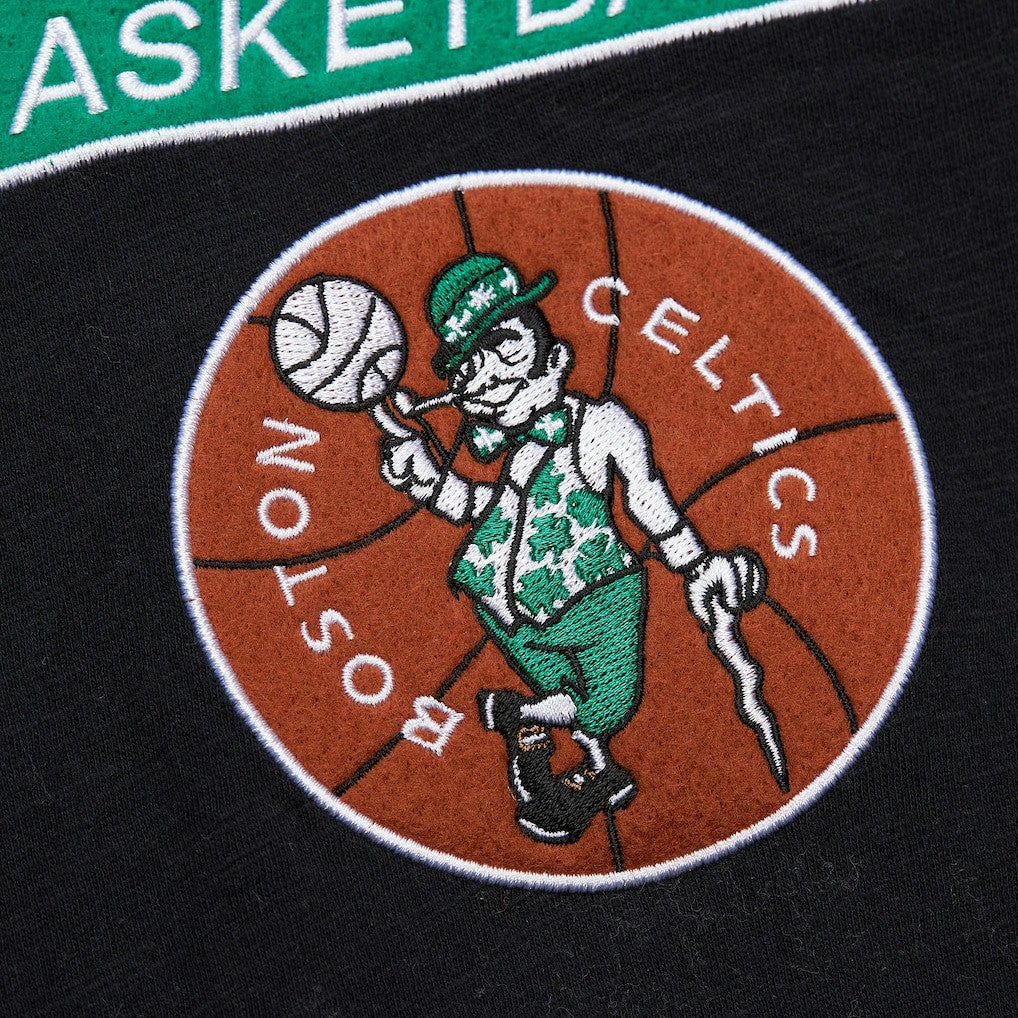 Boston Celtics Hardwood Classics Felt Applique Slub T-Shirt Black