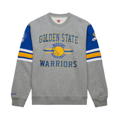 Golden State Warriors Hardwood Classics All Over 4.0 Pullover Sweatshirt Heather Gray