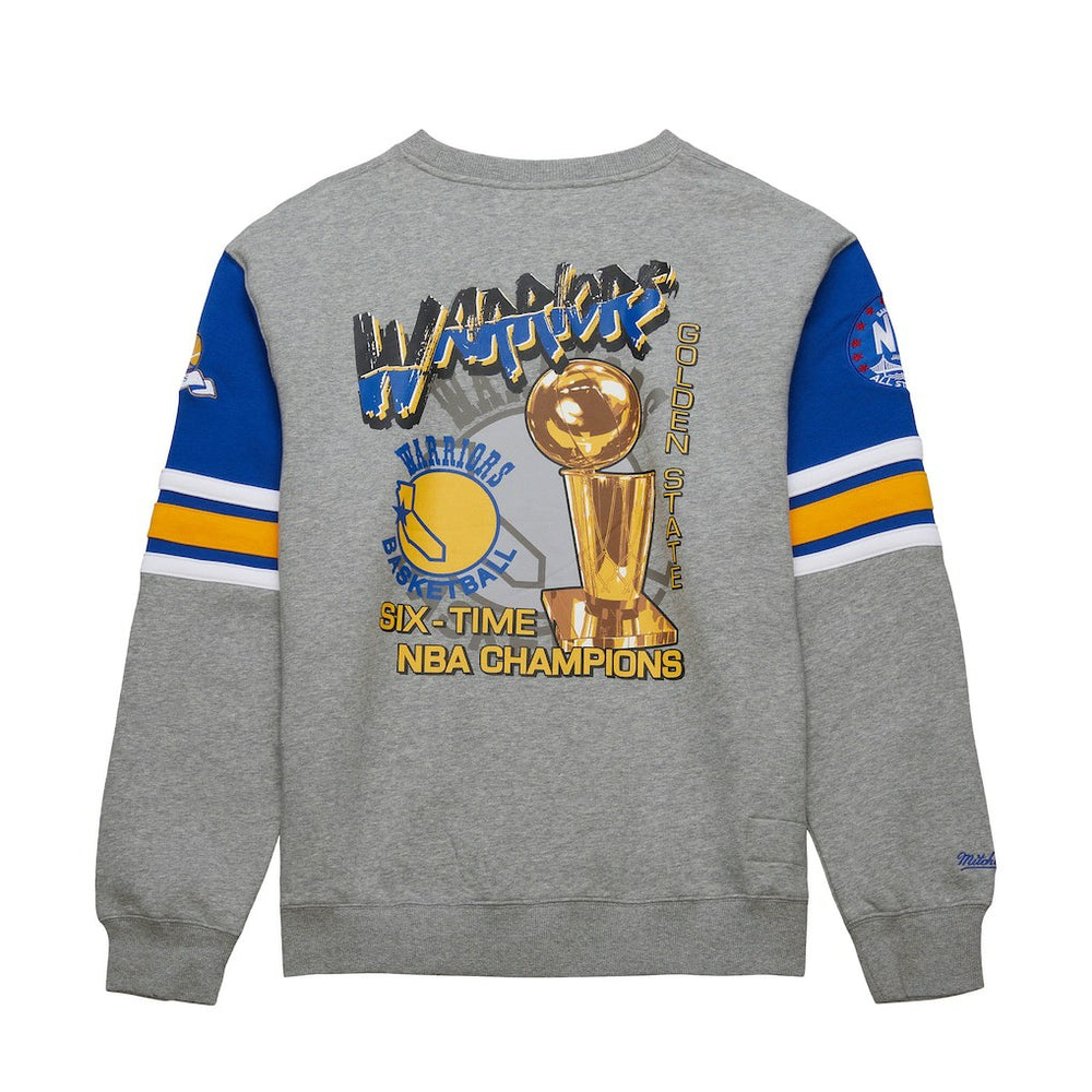 Golden State Warriors Hardwood Classics All Over 4.0 Pullover Sweatshirt Heather Gray