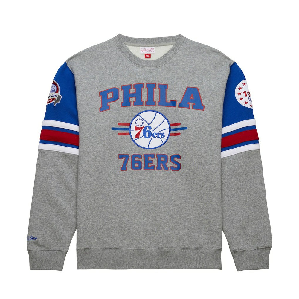 Philadelphia 76ers Hardwood Classics All Over 4.0 Pullover Sweatshirt Heather Gray