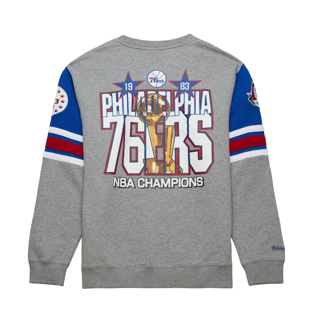 Philadelphia 76ers Hardwood Classics All Over 4.0 Pullover Sweatshirt Heather Gray