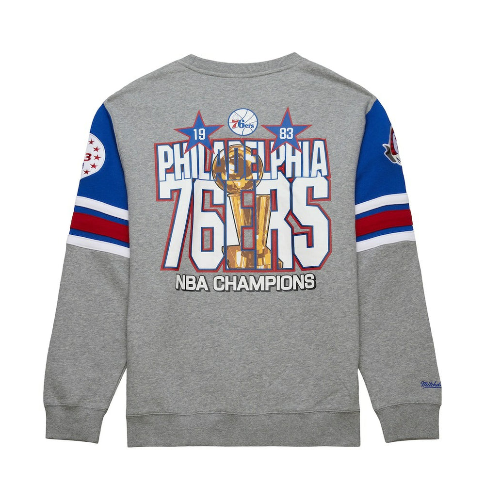 Philadelphia 76ers Hardwood Classics All Over 4.0 Pullover Sweatshirt Heather Gray