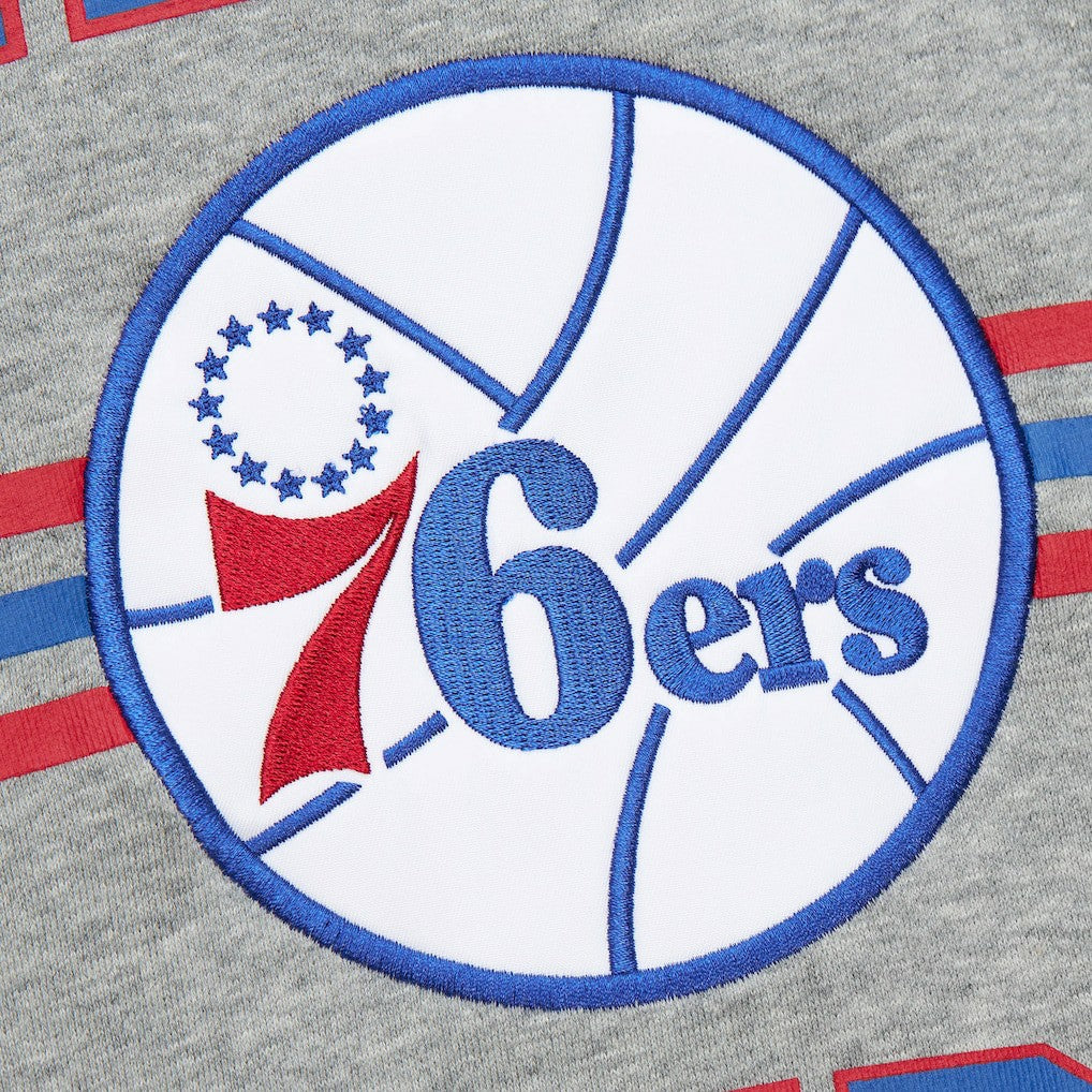 Philadelphia 76ers Hardwood Classics All Over 4.0 Pullover Sweatshirt Heather Gray