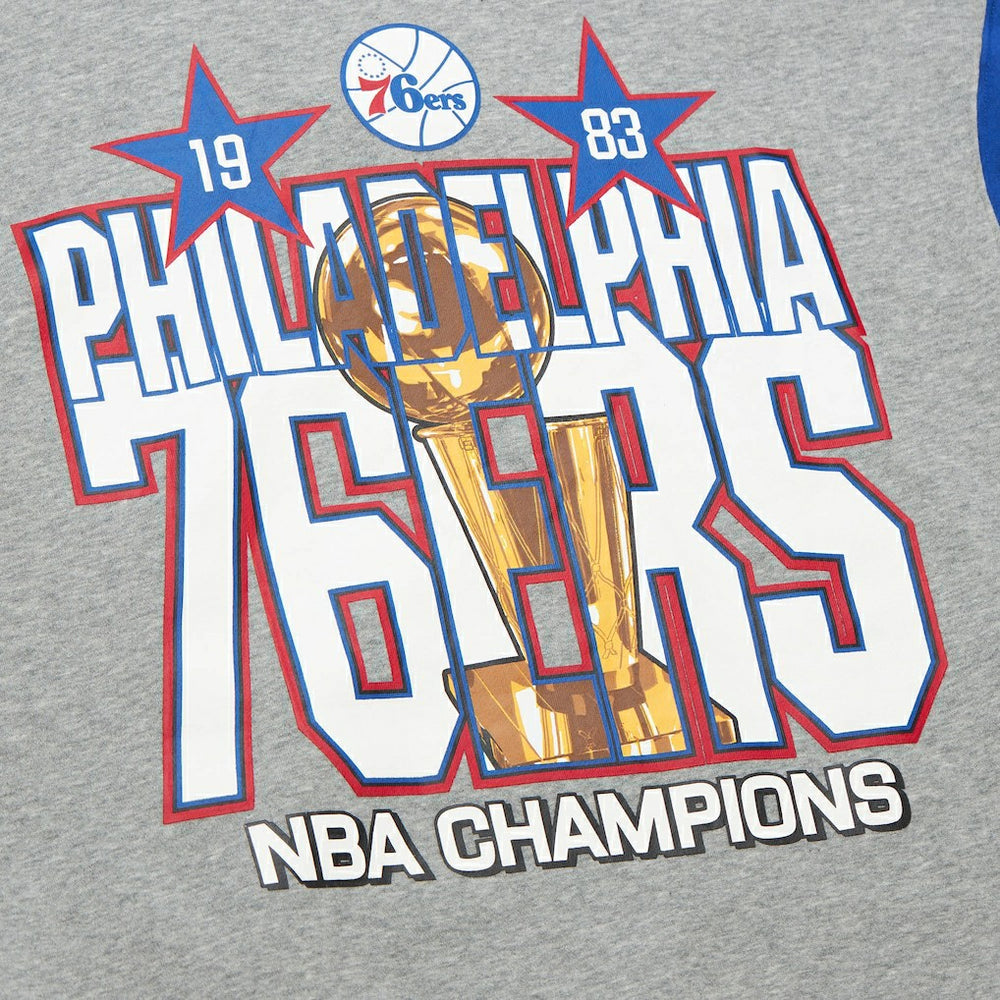 Philadelphia 76ers Hardwood Classics All Over 4.0 Pullover Sweatshirt Heather Gray