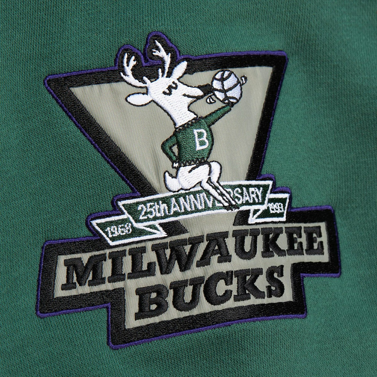 Milwaukee Bucks Hardwood Classics All Over 4.0 Pullover Sweatshirt Heather Gray