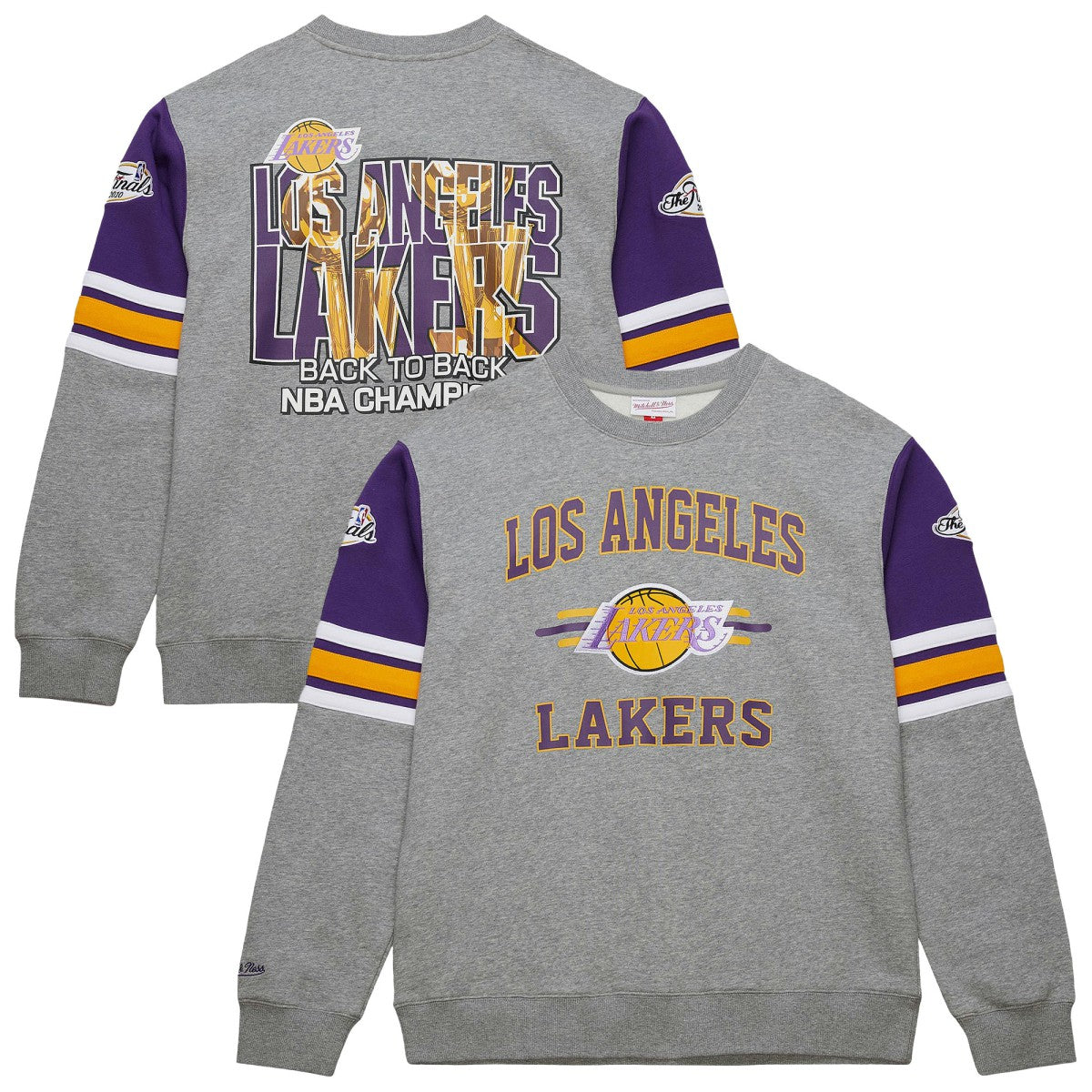 Los Angeles Lakers Hardwood Classics All Over 4.0 Pullover Sweatshirt Heather Gray