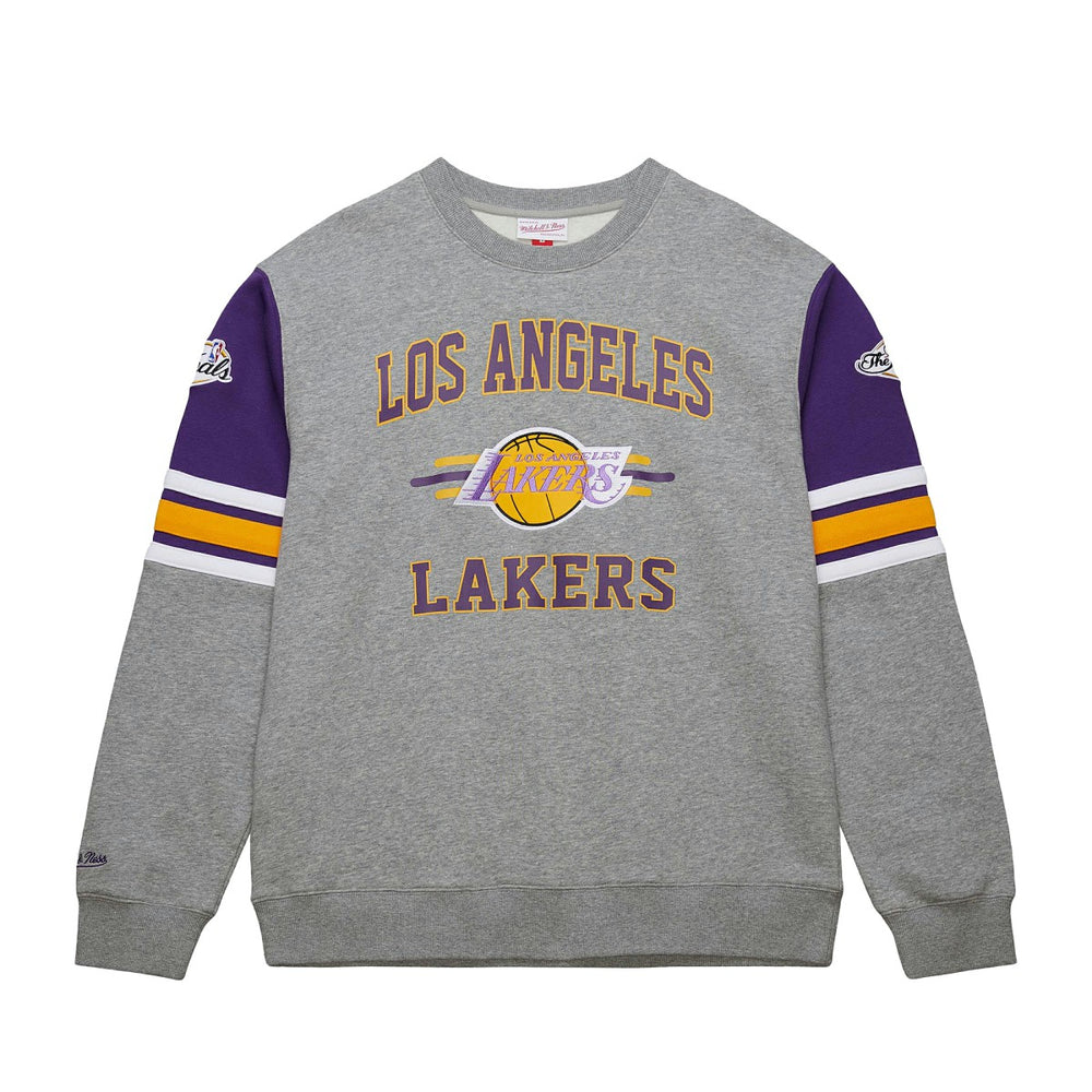 Los Angeles Lakers Hardwood Classics All Over 4.0 Pullover Sweatshirt Heather Gray
