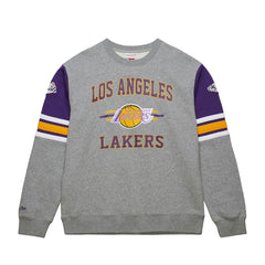 Los Angeles Lakers Hardwood Classics All Over 4.0 Pullover Sweatshirt Heather Gray